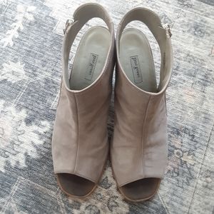 Paul Green Gray Nubuck Suede Cayenne Block Heel Open Toe Booties US 10